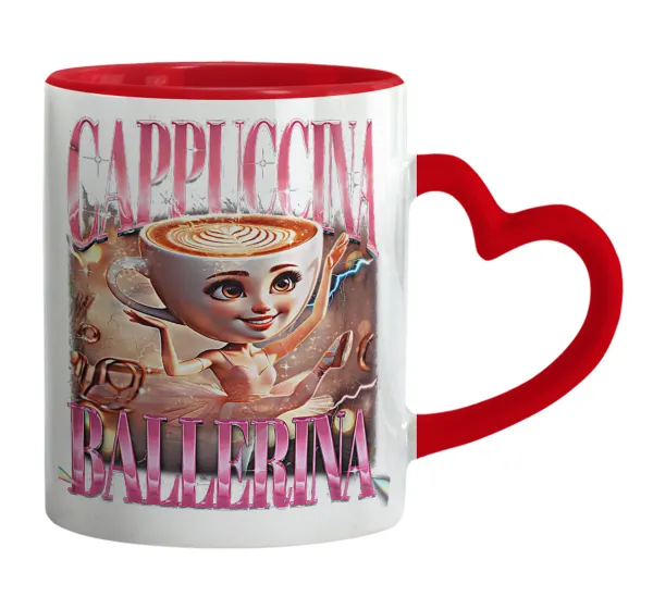 BALLERINA CAPUCHINA FUNK — Mug heart red handle, ceramic, 330ml
