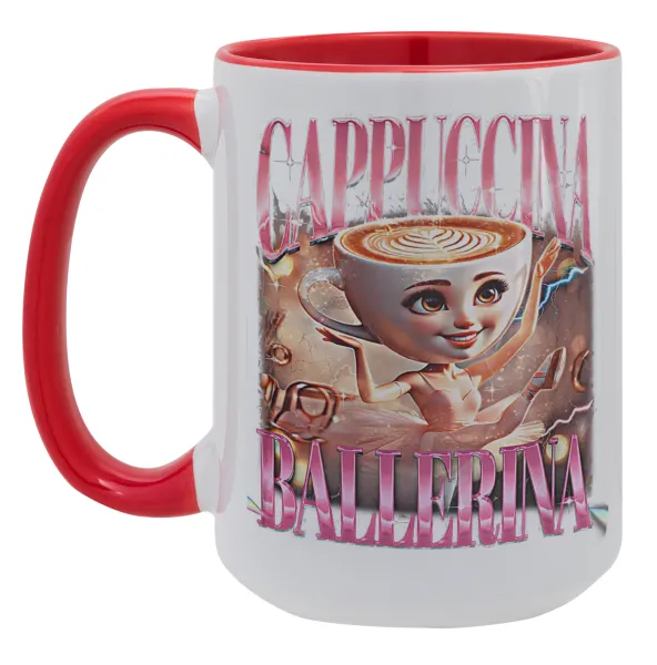 BALLERINA CAPUCHINA FUNK — Mega mug 15oz, red ceramic, 450ml