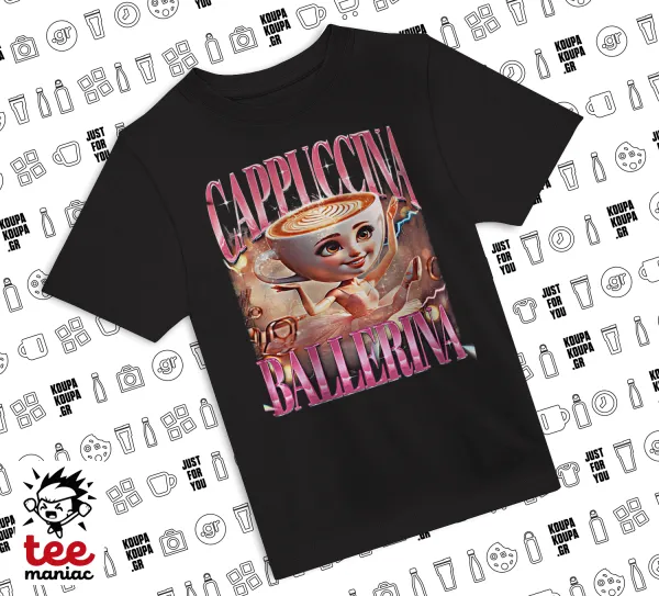 BALLERINA CAPUCHINA FUNK — ΜΑΥΡΟ Άνετο παιδικό T-Shirt από 100% βαμβάκι, για κάθε μέρα. Vegan & OEKO-TEX πιστοποιημένο.