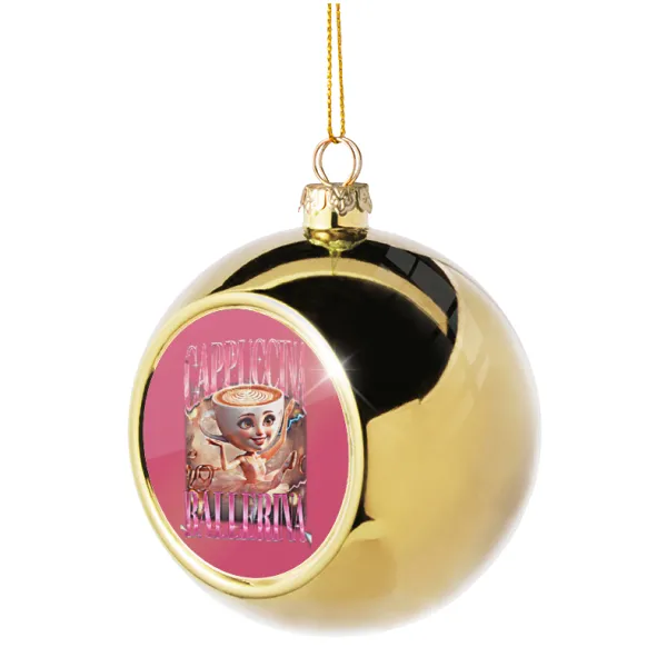 BALLERINA CAPUCHINA FUNK — Golden Christmas tree ball ornament 8cm