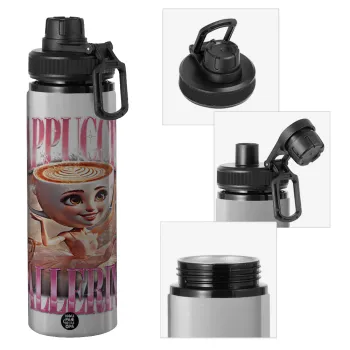 BALLERINA CAPUCHINA FUNK, Metallic water bottle with safety cap, 850ml aluminum