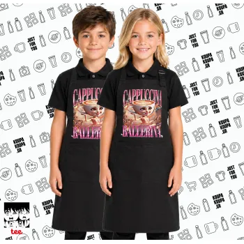 BALLERINA CAPUCHINA FUNK, Μαύρη ΠΑΙΔΙΚΗ Ποδιά μακριά Σεφ ολόσωμη με τσέπες