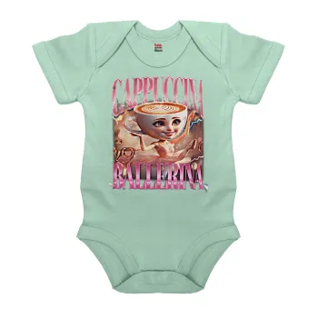 BALLERINA CAPUCHINA FUNK, Βρεφικό φορμάκι μωρού, 0-18 μηνών, mint (Μέντα), 100% Organic Cotton, κοντομάνικο