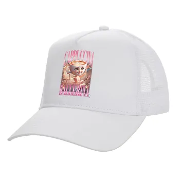 BALLERINA CAPUCHINA FUNK, Καπέλο Ενηλίκων Structured Trucker, με Δίχτυ, ΛΕΥΚΟ (100% ΒΑΜΒΑΚΕΡΟ, ΕΝΗΛΙΚΩΝ, UNISEX, ONE SIZE)