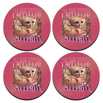 BALLERINA CAPUCHINA FUNK, ΣΕΤ 4 Σουβέρ ξύλινα στρογγυλά (9cm)