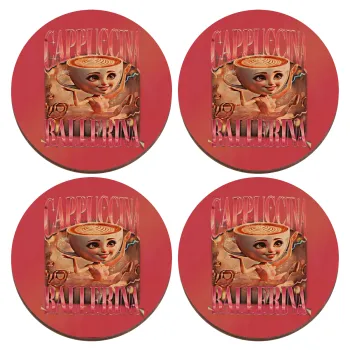 BALLERINA CAPUCHINA FUNK, ΣΕΤ x4 Σουβέρ ξύλινα στρογγυλά plywood (9cm)