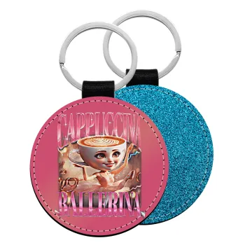 BALLERINA CAPUCHINA FUNK, Μπρελόκ Δερματίνη, στρογγυλό ΜΠΛΕ (5cm)