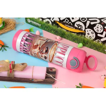 BALLERINA CAPUCHINA FUNK, Easter candle, Childrens hot water bottle, stainless steel, with safety straw, PINK (500ml)