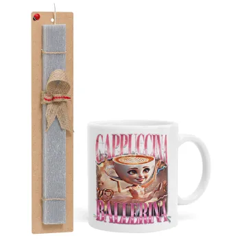 BALLERINA CAPUCHINA FUNK, Easter Set, Ceramic Cup (330ml) & Easter aromatic flat candle (30cm) (GRAY)