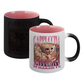 BALLERINA CAPUCHINA FUNK, Κούπα Μαγική εσωτερικό ΡΟΖ, κεραμική 330ml που αλλάζει χρώμα με το ζεστό ρόφημα