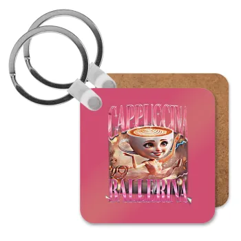 BALLERINA CAPUCHINA FUNK, Μπρελόκ Ξύλινο τετράγωνο MDF