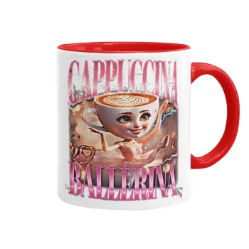 BALLERINA CAPUCHINA FUNK, Κούπα χρωματιστή κόκκινη, κεραμική, 330ml