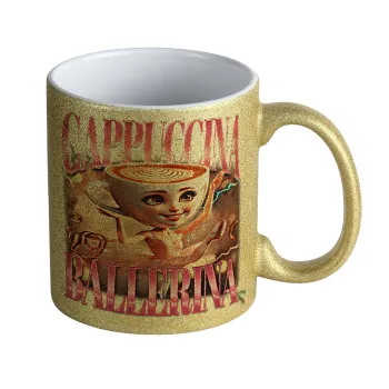 BALLERINA CAPUCHINA FUNK, Κούπα Χρυσή Glitter που γυαλίζει, κεραμική, 330ml