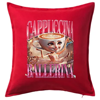 BALLERINA CAPUCHINA FUNK, Μαξιλάρι καναπέ Κόκκινο 100% βαμβάκι, περιέχεται το γέμισμα (50x50cm)