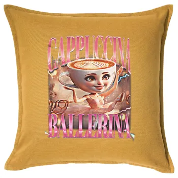 BALLERINA CAPUCHINA FUNK, Μαξιλάρι καναπέ Κίτρινο 100% βαμβάκι, περιέχεται το γέμισμα (50x50cm)