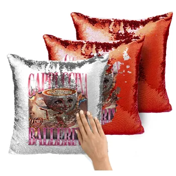 BALLERINA CAPUCHINA FUNK, Μαξιλάρι καναπέ Μαγικό Κόκκινο με πούλιες 40x40cm περιέχεται το γέμισμα