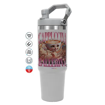 BALLERINA CAPUCHINA FUNK, ΓΚΡΙ χρώματος Θερμός Ανοξείδωτο 890ml (30oz) με χερούλι