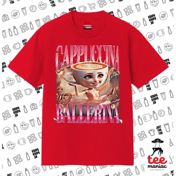 BALLERINA CAPUCHINA FUNK, Κλασικό T-Shirt, διπλής ραφής, χωρίς πλευρικές ραφές ΚΟΚΚΙΝΟ από 100% βαμβάκι. Vegan & OEKO-TEX πιστοποιημένο.