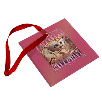 BALLERINA CAPUCHINA FUNK, Στολίδι Χριστουγεννιάτικο στολίδι γυάλινο τετράγωνο 9x9cm