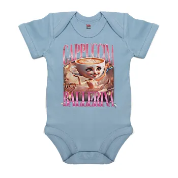 BALLERINA CAPUCHINA FUNK, Βρεφικό φορμάκι μωρού, 0-18 μηνών, Μπλε, 100% Organic Cotton, κοντομάνικο