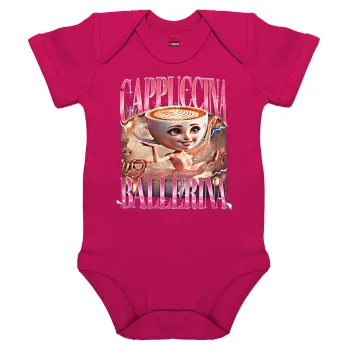 BALLERINA CAPUCHINA FUNK, Βρεφικό φορμάκι μωρού, 0-18 μηνών, ΡΟΖ, 100% Organic Cotton, κοντομάνικο