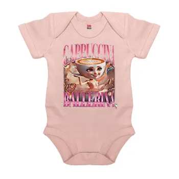BALLERINA CAPUCHINA FUNK, Βρεφικό φορμάκι μωρού, 0-18 μηνών, ΡΟΖ POWDER, 100% Organic Cotton, κοντομάνικο
