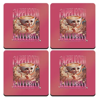 BALLERINA CAPUCHINA FUNK, ΣΕΤ 4 Σουβέρ ξύλινα τετράγωνα (9cm)