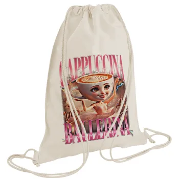 BALLERINA CAPUCHINA FUNK, Τσάντα πλάτης πουγκί GYMBAG natural (28x40cm)