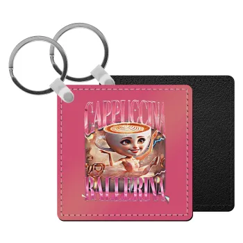 BALLERINA CAPUCHINA FUNK, Μπρελόκ Δερματίνη, τετράγωνο ΜΑΥΡΟ (5x5cm)