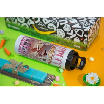 BALLERINA CAPUCHINA FUNK, Easter candle,Travel Tumbler 2 Lids, with metal straw & cleaning brush & aromatic flat candle (30cm) (BLUE)