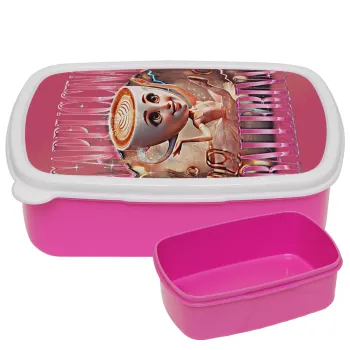 BALLERINA CAPUCHINA FUNK, ΡΟΖ παιδικό δοχείο φαγητού (lunchbox) πλαστικό (BPA-FREE) Lunch Βox M18 x Π13 x Υ6cm
