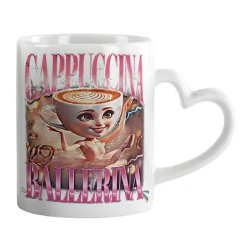 BALLERINA CAPUCHINA FUNK, Κούπα καρδιά χερούλι λευκή, κεραμική, 330ml
