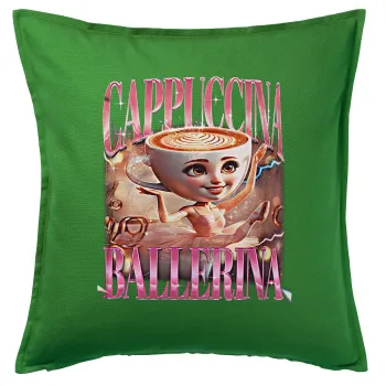 BALLERINA CAPUCHINA FUNK, Μαξιλάρι καναπέ Πράσινο 100% βαμβάκι, περιέχεται το γέμισμα (50x50cm)