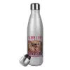 Μεταλλικό παγούρι θερμός Glitter Aσημένιο (Stainless steel), διπλού τοιχώματος, 500ml