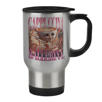 BALLERINA CAPUCHINA FUNK, Κούπα ταξιδιού ανοξείδωτη με καπάκι, διπλού τοιχώματος (θερμό) 450ml