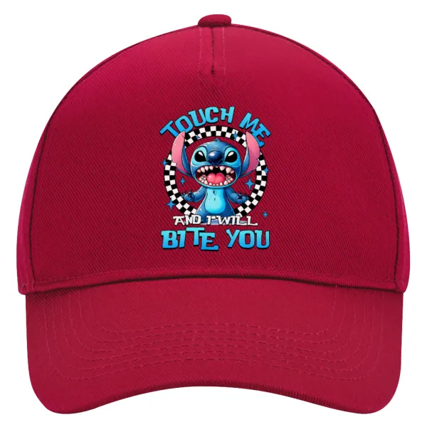 Stitch Touch Me And I Will Bite You — Καπέλο Ενηλίκων Ultimate ΚΟΚΚΙΝΟ, (100% ΒΑΜΒΑΚΕΡΟ DRILL, ΕΝΗΛΙΚΩΝ, UNISEX, ONE SIZE)