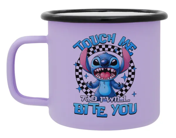 Stitch Touch Me And I Will Bite You — Κούπα Μεταλλική εμαγιέ ΜΑΤ Light Pastel Purple 360ml