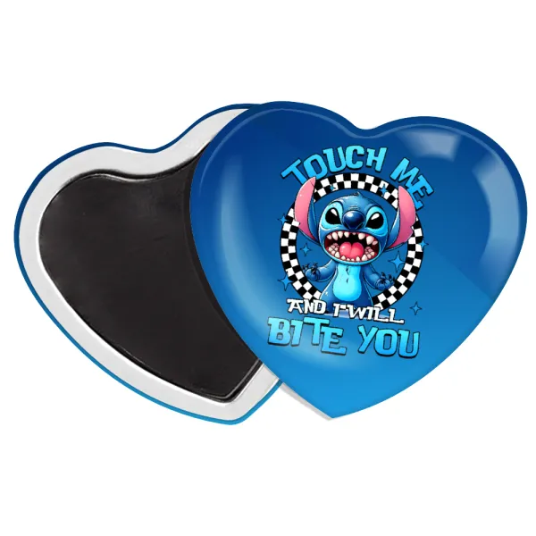Stitch Touch Me And I Will Bite You — Μαγνητάκι καρδιά (57x52mm)