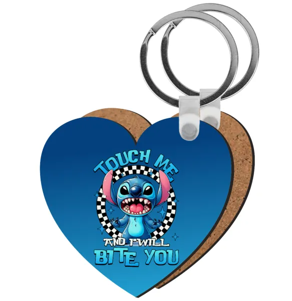 Stitch Touch Me And I Will Bite You — Ξύλινο καρδιά