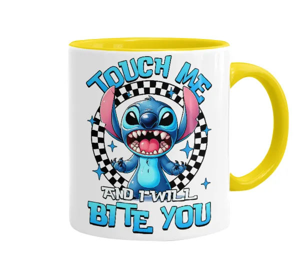 Stitch Touch Me And I Will Bite You — Κεραμική Κίτρινη, 330ml