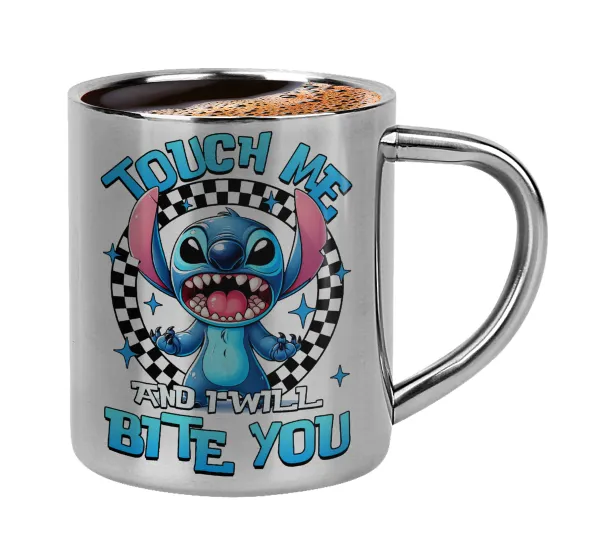 Stitch Touch Me And I Will Bite You — Double-wall metal cup for espresso (220ml)