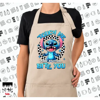 Stitch Touch Me And I Will Bite You, Ποδιά μακριά Σεφ ολόσωμη με τσέπες SAND (ΕΝΗΛΙΚΩΝ)