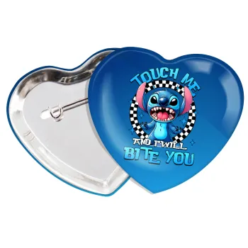 Stitch Touch Me And I Will Bite You, Κονκάρδα παραμάνα καρδιά (57x52mm)