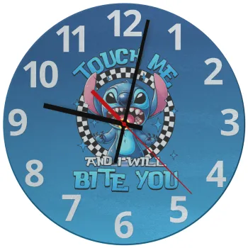 Stitch Touch Me And I Will Bite You, Ρολόι τοίχου γυάλινο (30cm)