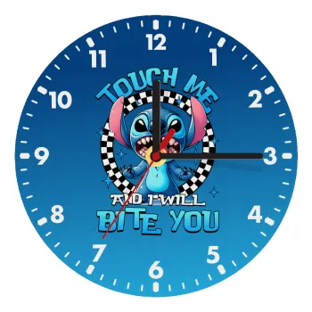 Stitch Touch Me And I Will Bite You, Ρολόι τοίχου ξύλινο (20cm)