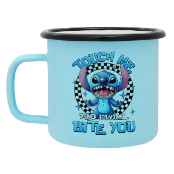 Stitch Touch Me And I Will Bite You, Κούπα Μεταλλική εμαγιέ ΜΑΤ σιέλ 360ml