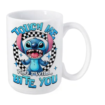 Stitch Touch Me And I Will Bite You, Κούπα Mega, κεραμική, 450ml