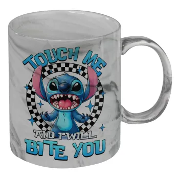 Stitch Touch Me And I Will Bite You, Mug ceramic marble style, 330ml