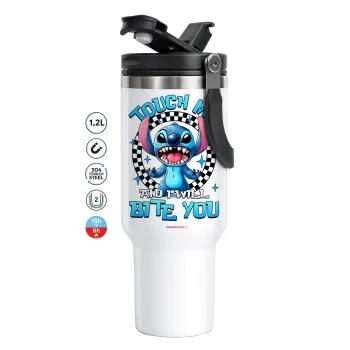 Stitch Touch Me And I Will Bite You, Mega Stainless steel Tumbler with lid, double wall 1,2L