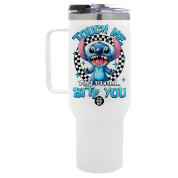 Stitch Touch Me And I Will Bite You, Mega Tumbler με καπάκι, διπλού τοιχώματος (θερμό) 1,2L